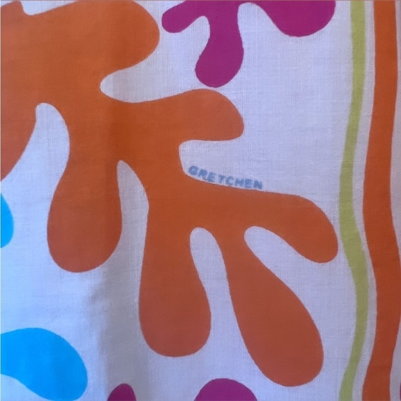 GRETCHEN SCOTT DESIGNS 100% Cotton Multi Color Leaf Print Split Neck Tunic Sz XS - Picture 10 of 12